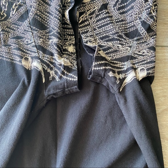 Affliction Chains Print Ruched Braided Back Tunic Top - Picture 13 of 16